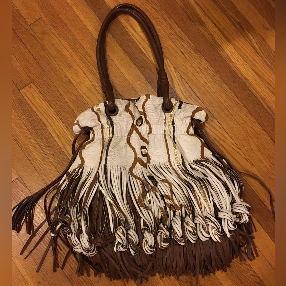 Katherine Kwei fringe leather handbag